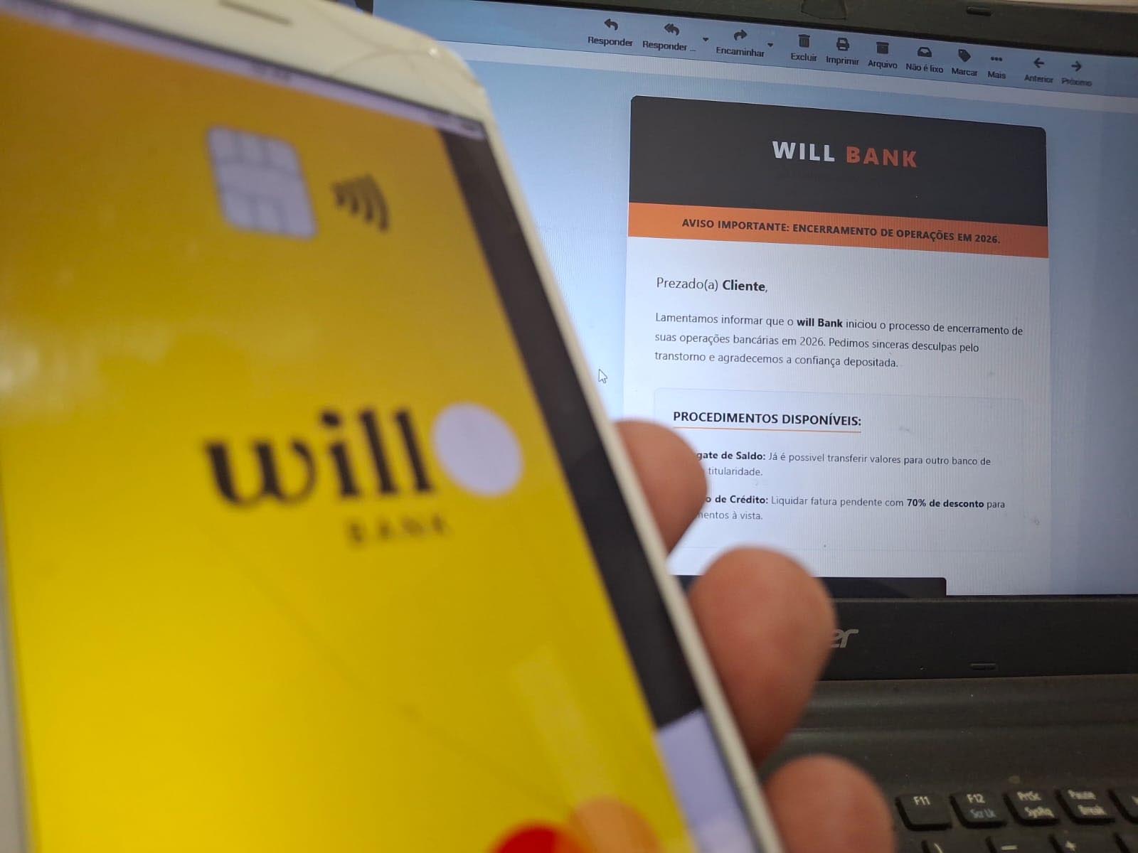 Golpistas disparam e-mails falsos sobre resgate de saldo e liquidação de fatura do Will Bank -Foto: Fernando Santos