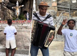 Ruan Vitor Vaqueirinho emociona fiéis ao subir escadarias de joelhos em Bom Jesus da Lapa Ruan Vitor Vaqueirinho emociona fiéis ao subir escadarias de joelhos em Bom Jesus da Lapa