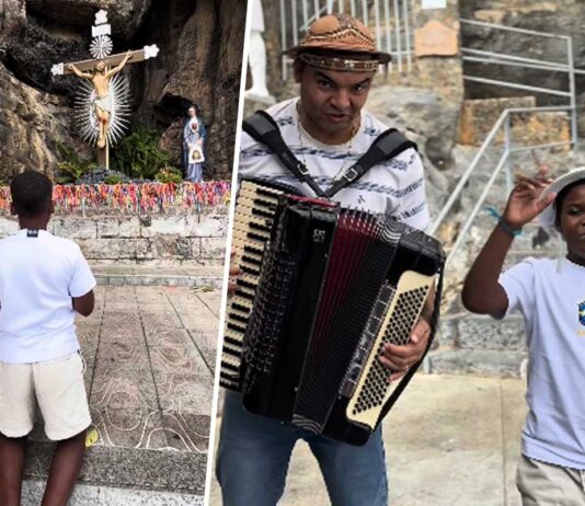 Ruan Vitor Vaqueirinho emociona fiéis ao subir escadarias de joelhos em Bom Jesus da Lapa Ruan Vitor Vaqueirinho emociona fiéis ao subir escadarias de joelhos em Bom Jesus da Lapa
