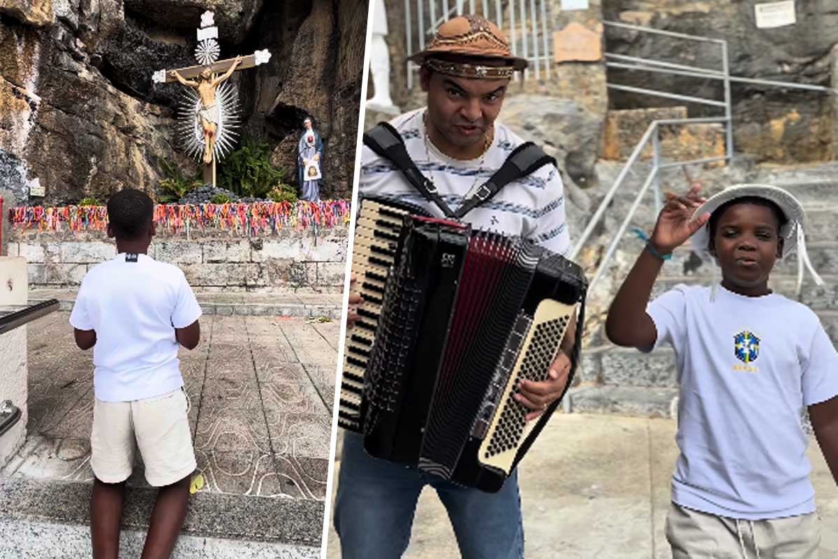 Ruan Vitor Vaqueirinho emociona fiéis ao subir escadarias de joelhos em Bom Jesus da Lapa